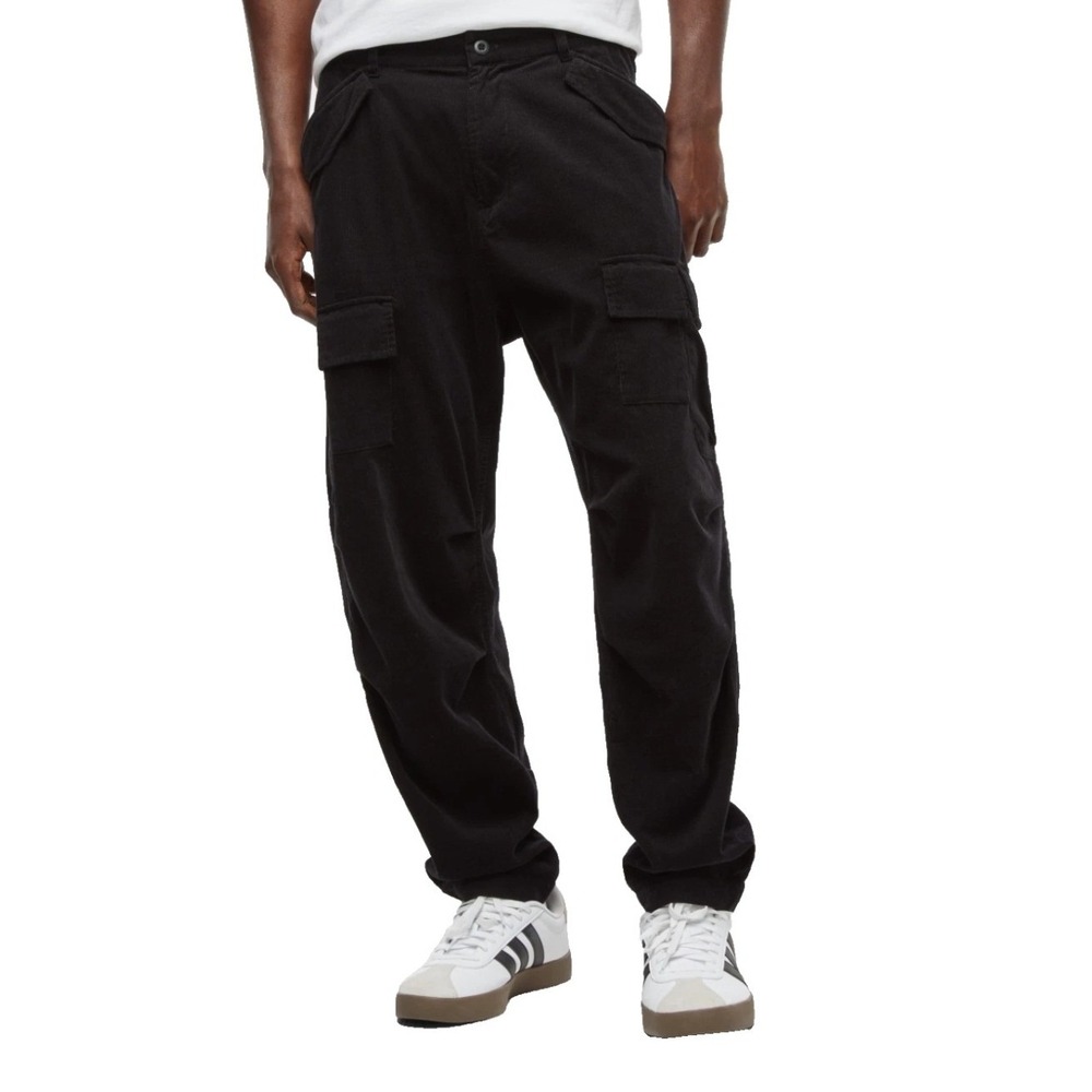 Mode of One Mens Relaxed Fit Tapered Cargo Pants Black‎ 34 100197732MN FA24 NEW